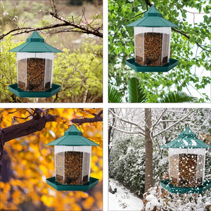 High-quality Classic Design <strong>Wild</strong> <strong>Bird</strong> Natureally Fill Tray Hanging Hexagon Shaped Roof Feeder for Garden Yard Outside Decoration - Product Image 5