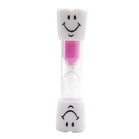 Timer Gigi Ramah Lingkungan Portabel Tahan Lama Desain Kontemporer untuk Anak-Anak, Set Timer 3 Menit Berbentuk Gigi Tersenyum, Bahan ABS, Kembali ke Sekolah