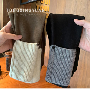 Tongxingyuan Girls Fleece-Lined Leggings Cotton Knitted Winter Pants Solid Color For Toddlers And Babies - Product Image 1