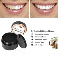Polvo blanqueador de dientes de carbón blanqueador de logotipo privado de coco natural con estuche