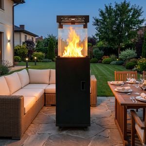 <span class=keywords><strong>Chauffage</strong></span> de <span class=keywords><strong>terrasse</strong></span> <span class=keywords><strong>au</strong></span> <span class=keywords><strong>gaz</strong></span> 38000 BTU, design tour avec foyer visible, sur roulettes, <span class=keywords><strong>pour</strong></span> jardin, <span class=keywords><strong>terrasse</strong></span> et repas en extérieur - Product Image 1