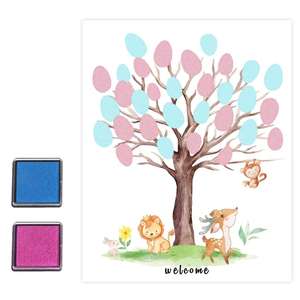 Livre de Messages pour Révélation de Sexe (Garçon ou Fille) avec <span class=keywords><strong>Empreinte</strong></span> Digitale, Décoration de Baby Shower, Tableau de Messages - Product Image 1