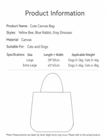 Sac de transport pour animaux de compagnie en toile, motif abeille, avec ouverture pour la tête, pour chats et petits chiens, sac à bandoulière, sac fourre-tout pour petits chiens ou chats