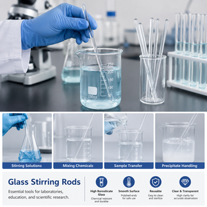 Varilla de Agitación de Vidrio Borosilicato Degao 4×250mm, Cabeza Redonda Estándar, Resistente al Calor y a la Corrosión para Uso en Laboratorio - Product Image 2