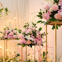 Boule de fleurs artificielle réaliste de 40 cm avec hortensias et roses rouges, roses et bleues pour centre de table de mariage