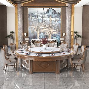 Ensemble de table et de chaises à manger automatiques en bois de style chinois avec plateau en marbre et fondue cachée pour la maison, les meubles, les hôtels, les chambres privées - Product Image 2