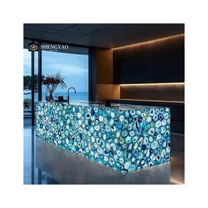 Mesa de comedor de cuarzo rosa con piedra translúcida de cristal rosa con retroiluminación de diseño iluminado - Product Image 6