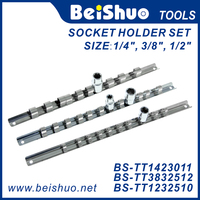 Organisateur de douilles en métal, lot de 3, 1/4 po, 3/8 po, 1/2 po, rail pour douilles, organisateur de douilles et clips pour douilles