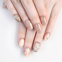 Luxe or étoile oeil de chat acrylique fait à la main court rond presse sur les ongles en gros marque privée faux ongles courts pour le doigt