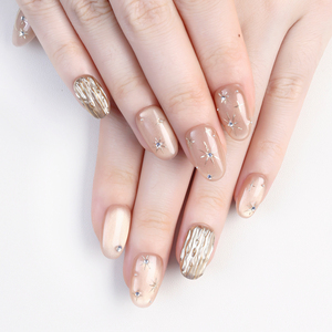 Luxe or étoile oeil de chat acrylique fait à la main court rond presse sur les ongles en gros marque privée <span class=keywords><strong>faux</strong></span> ongles courts pour le doigt - Product Image 3