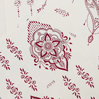 Conception de tatouage en dentelle temporaire vermillon indien transfert d'eau autocollants de tatouage au henné matériel de papier d'art corporel pour la main arrière