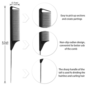 Pettine a Coda di Topo Antistatico in ABS con Logo Personalizzato, Manico in Acciaio, Portatile, per Acconciature e Saloni - Product Image 2