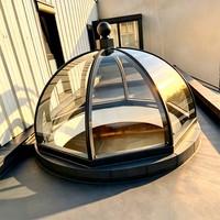 Véranda en verre sphérique autoportante en aluminium, serre en verre ronde, maison en verre pour terrasse sur le toit