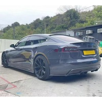 Nouveau kit de pare-chocs en fibre de carbone humide pour Tesla Model S Wide-body 2017 avec feux antibrouillard, spoiler avant/arrière et jupes latérales, ajustement universel