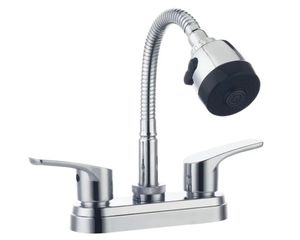 Robinet <span class=keywords><strong>sud</strong></span>-américain à deux poignées de 4 et 8 pouces, entièrement en plastique avec bec en acier inoxydable - Product Image 2