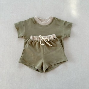 Custom Summer Kids' Short Sleeve Set Soft Round Neck Running <b>T</b>-Shirt & Drawstring <b>Track</b> Shorts Suits OEM - Product Image 6