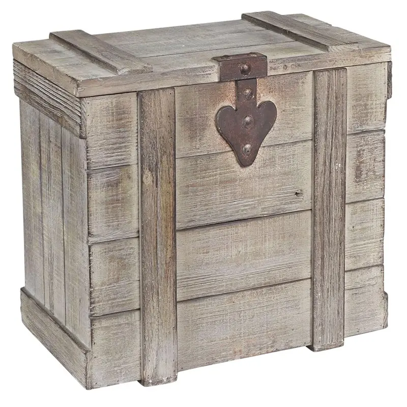 Decorative Wooden Treasure Chest Keepsake Box for Gifts White Washed Rustic Decorative Wooden Trunk