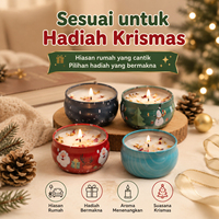 Bougie parfumée en cire de soja dans une boîte en fer, cadeau de Noël, cadeau de mariage, pour une ambiance festive