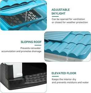 Grote hondenhok buiten, plastic hondenhok, waterbestendig, met verstelbaar dakraam en verhoogde bodem - Product Image 2