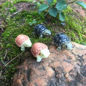 <b>Mini</b> Turtle Resin Ornaments Coffee Brown And Orange <b>Hand</b> Painted Garden Decor Animal Shape Craft Item - Product Image 1