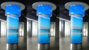 Indoor P1.8 P2.5 P3 P4 Full Color Smd Flexible Led Display Screen Exhibition Trade Show Cylindrical Column Video Wall