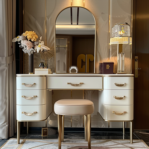 Best Sell Mirrored <strong>Make</strong> <strong>up</strong> <strong>Vanity</strong> Table Modern Dressing Table Set with Stool for Living Room - Product Image 5