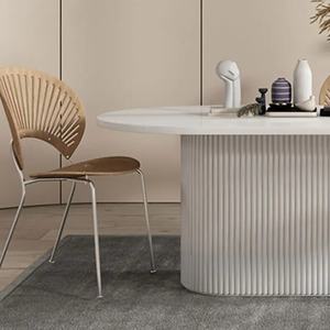 Juego de mesa de comedor ovalada moderna de lujo ligero, muebles de cocina y oficina de madera maciza blanca de 6 asientos con sillas Nórdicas - Product Image 6