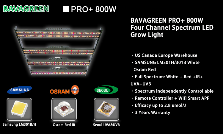 Height Adjustable LM301H LED Grow Light UV IR 800w Four Channel Illumination