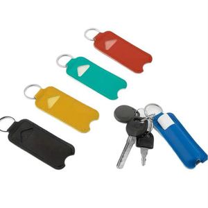 Pu Leather Lip Balm Keychain Portable Holder With <b>Key</b> <b>Ring</b> for Travel Slim Lipstick Sleeve Chapstick Pouch - Product Image 2