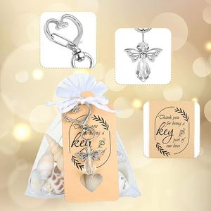 Bulk Custom 30 Sets Angel Keychain Favor Bulk Custom Logo Angel Wing Pendant Organza Bag Thank You Tag First Communion Gifts - Product Image 4