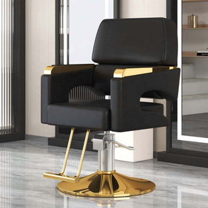 Factory Wholesale and Custom Salon Equipments Hair Beauty Salon <b>Chair</b> Black and <b>Gold</b> Barber <b>Chair</b> for Men - Product Image 6