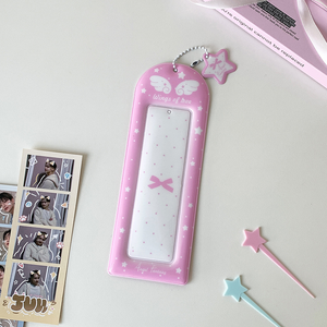 Porte-cartes photo rose en PVC à quatre compartiments avec pendentif étoile, album de cartes personnalisé, étui pour cartes à collectionner - Product Image 1