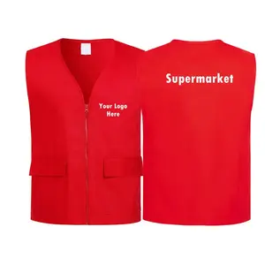 Custom Supermarket Uniform Vests Cheap Price Cotton Vest Clerk Workwear Adult Volunteer Activity Vest
