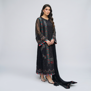 Salwar Kameez Modal Noir Brodé Élégant Fashionista International avec Paillettes, Longueur Standard, pour Mariage Femme, Recyclé - Product Image 1