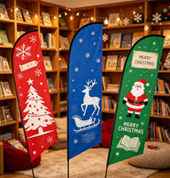 Drapeau de Noël personnalisé de 1,5 m, drapeau de plage imprimé recto-verso, échantillon en gros