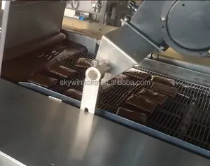 Boa Qualidade Revestimento De Chocolate Linha 400mm Wirking Largura com 5m Túnel De Refrigeração para Biscoitos, Lanches, Wafer Chocolate Enrober