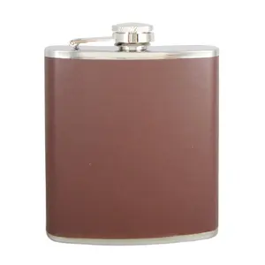 Stainless steel leather hip flask Whiskey Alcohol Flask alcohol 7 oz hip flask