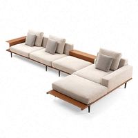 Muebles de Diseño Italiano de Lujo, Sofá Cama en Forma de L de Cuero Genuino Posmoderno para Sala de Estar