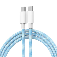 Proveedor de fábrica PD 60W Cable USB 2,0 trenzado Carga rápida Tipo C para IPhone15Pro 1M Chaqueta de nailon Transferencia de datos de materia prima