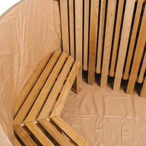 Bain à remous traditionnel en cèdre rouge, artisanal et durable, pour 4 personnes, avec chauffage au bois. - Product Image 5