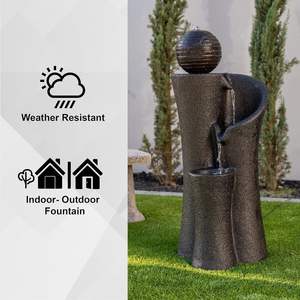 Elektrikli Işıklı Taşınabilir Dış Mekan Fiberglas Reçine Art Deco Modern Dekorasyon Yer Tipi Kuş Banyosu Bahçe Su Çeşmesi - Product Image 2