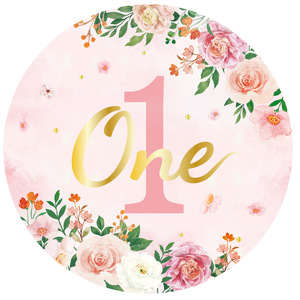 Ensembles de fournitures pour fête d'anniversaire de 1 an, assiettes en papier rose à bordure fleurie, gobelets pour l'anniversaire d'une fille - Product Image 2