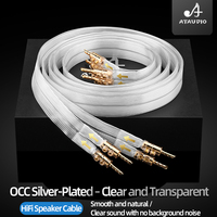 Câble pour amplificateur de haut-parleur et microphone, 14 conducteurs plats, avec fiches bananes plaquées argent/or OCC pour Hifi