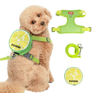 卸売のかわいいフルーツ型犬用ウォーキングハーネスベスト、ドローストリング付き猫用チェストストラップバックパック、犬用ウォーキングロープ、ペットトラクションベスト - Product Image 1