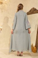 Abaya de Luxe Gris Bleu Hafizah pour Femme, Robe de Soirée Musulmane Élégante avec Broderie Florale Pastel, Caftan de Dubaï pour Fête 2026