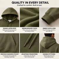 Sweat à capuche personnalisé avec logo, 280 GSM, en molleton brossé, coupe oversize, mélange de coton, style streetwear pour homme