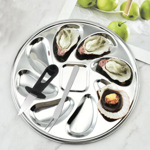 Ensemble d'assiettes à huîtres en acier inoxydable Offre Spéciale inclus 1 couteau à huîtres, <span class=keywords><strong>6</strong></span> fourchettes, 1 plateau à huîtres pour la vaisselle de cuisine - Product Image 1
