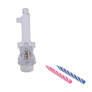 Bougie d'anniversaire numéro 0-9, bougie numérique clignotante multicolore à LED avec coque transparente et 2 bougies en cire - Product Image 5
