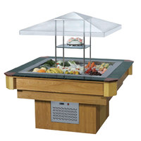 Équipement de réfrigération Buffet 1870mm conteneurs à Double canal comptoir de Bar à salade en bois