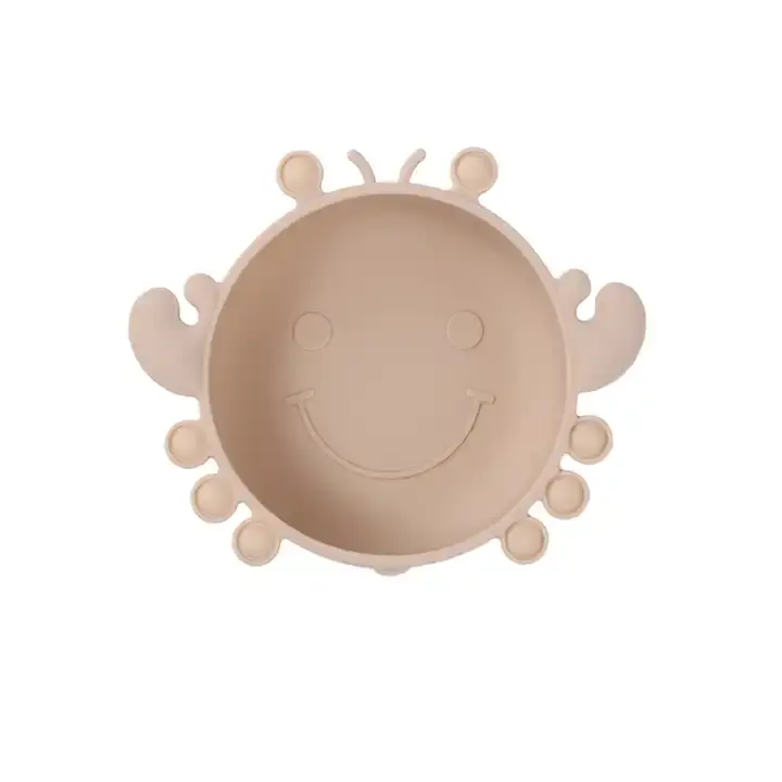 High quality crab silicone baby bowl Suction cup children's portion plate for children